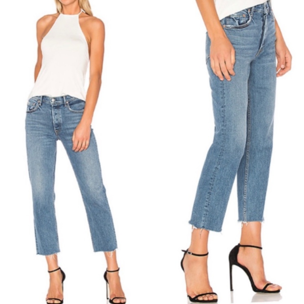 GRLFRND Helena High Rise Straight Crop Jeans